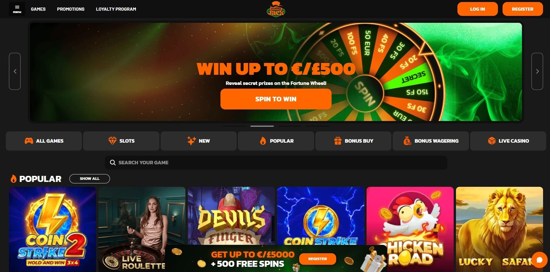 HiddenJack Casino – Homepagina